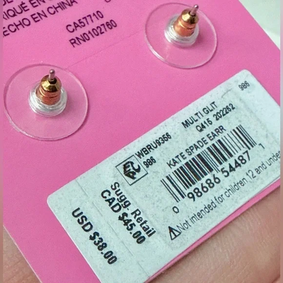 Kate Spade NWT Glitter Stud Earrings Confetti Multi Color - Picture 8 of 10